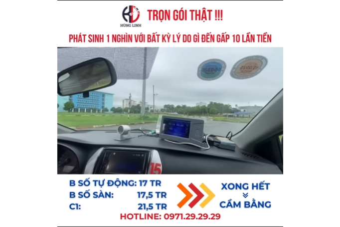 Học viên Hùng Linh làm quen xe thiết bị trước kỳ thi sát hạch
