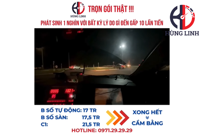 Dù trời đã tối, sân xe thiết bị vẫn rộn ràng tiếng động cơ và tinh thần học tập của học viên