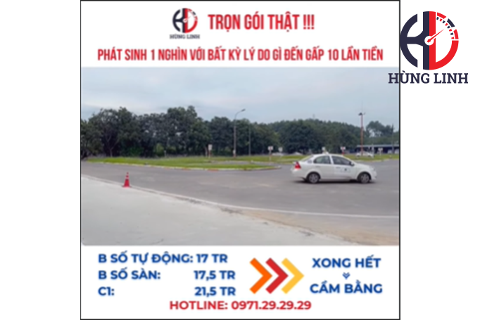Sân tập đầy năng lượng trong một buổi học bình thường tại Dạy Lái Hùng Linh